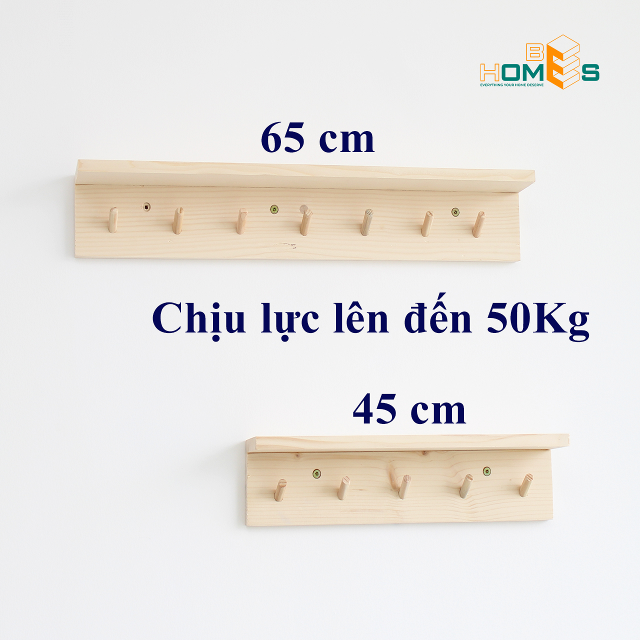 Kệ gỗ Behomes treo tường 5-7 móc