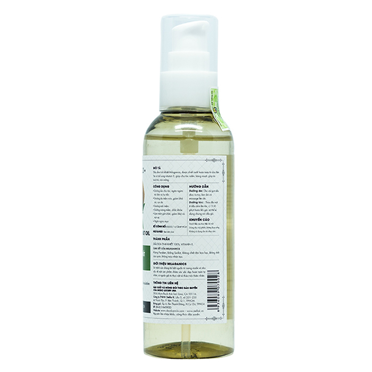 Dầu Dừa Tinh Khiết Vitamin E Milaganics 100ml