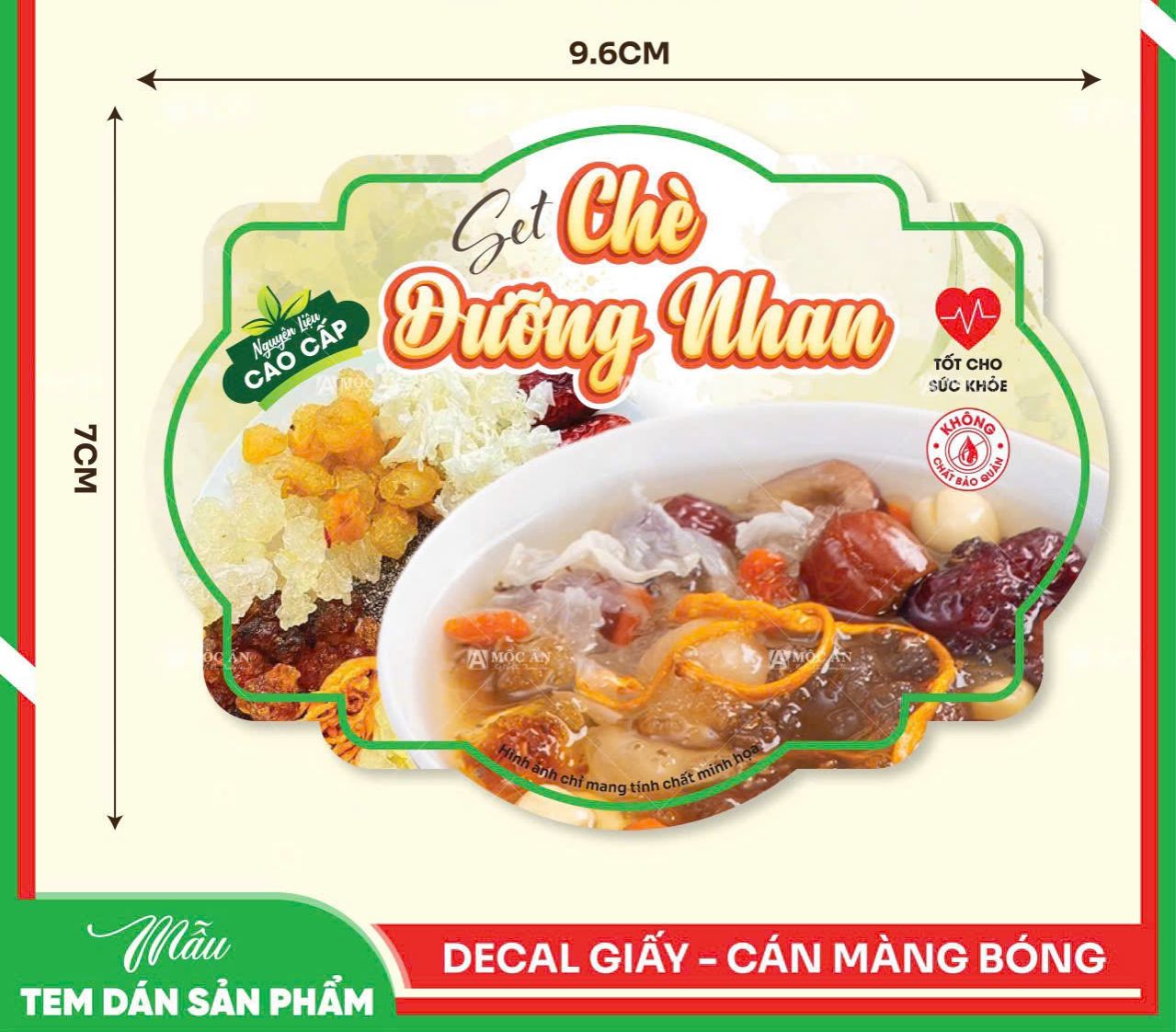 50 Tem dán Set Chè Dưỡng Nhan - 7*9.6cm