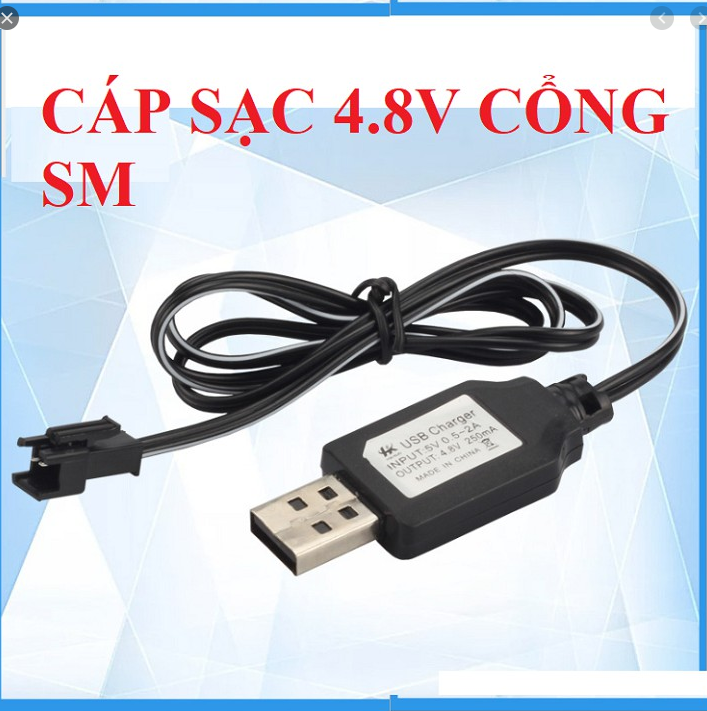 Dây sạc usb 4.8v Xe điều khiển từ xa chấu SM sạc bằng điện thoại 5v 1a-2a