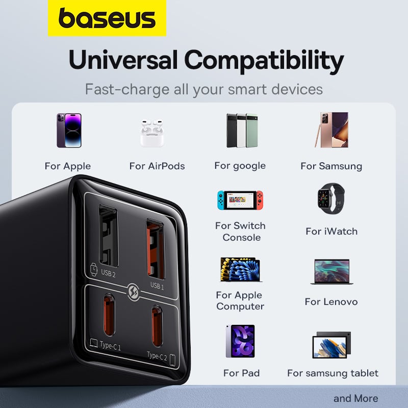 Củ Sạc Nhanh Baseus GaN6 Pro Fast Charger 2C+2U 65W