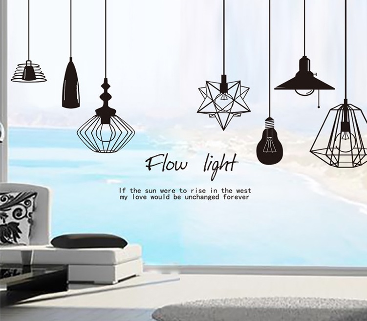 Decal dán tường Dây đèn đen  - P12 - Vivadecal