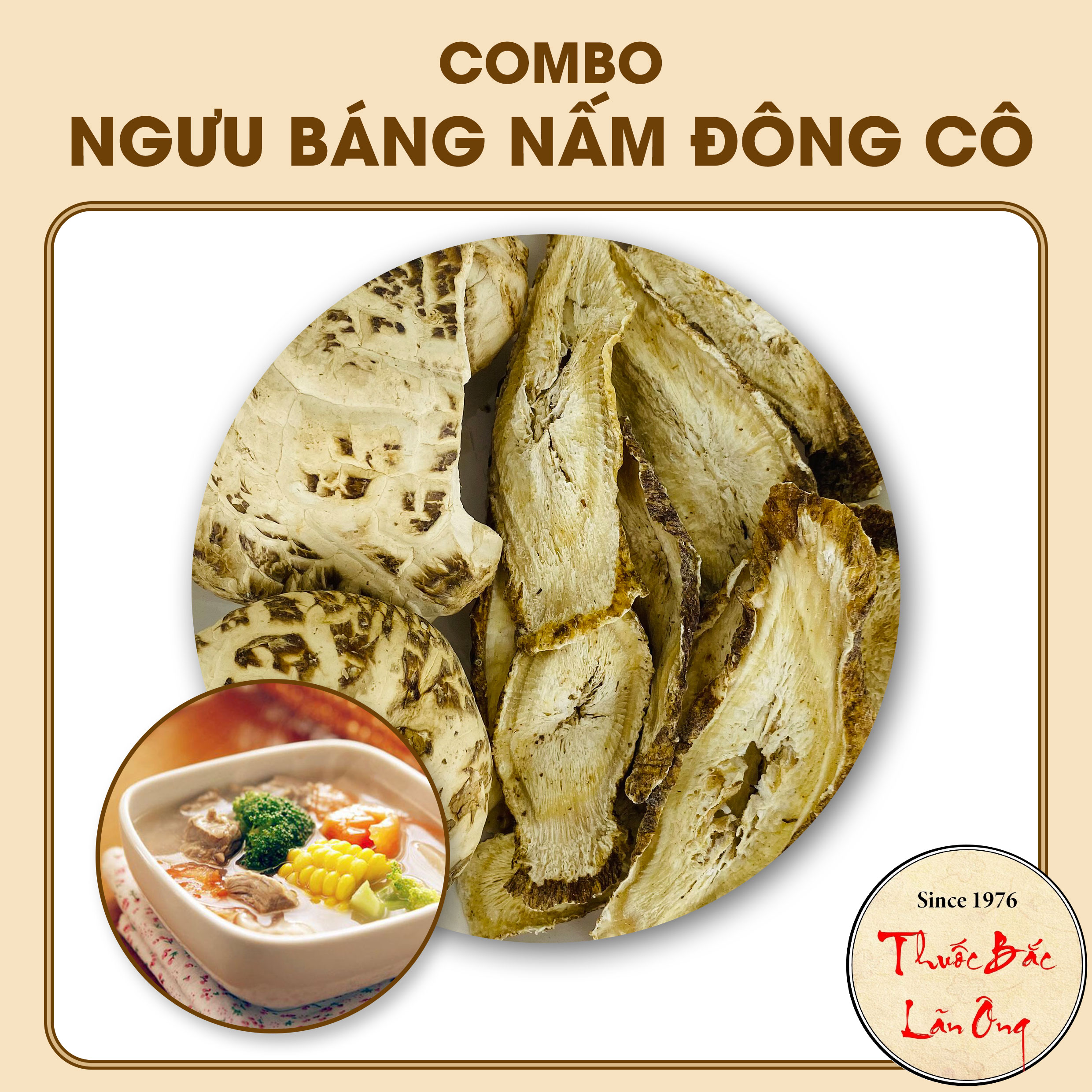 Set Canh Ngưu Báng - Nấm Đông Cô, set canh dưỡng sinh nhật bản mix sẵn - Lãn Ông