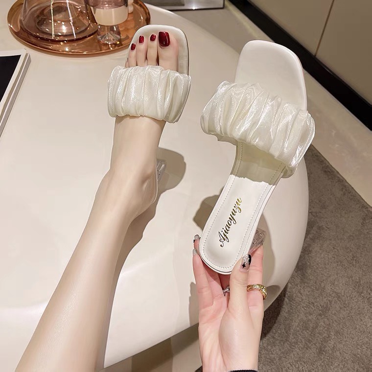 Giày Cao gót nữ 7cm / sandal cao gót 7p quai ngang nhún tiểu thư cực đẹp