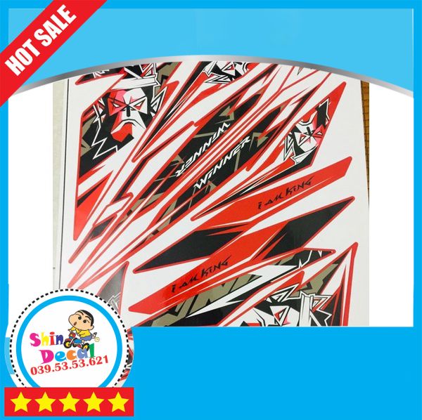 Tem rời Winner V1 - mẫu Kingdrag cho xe đỏ