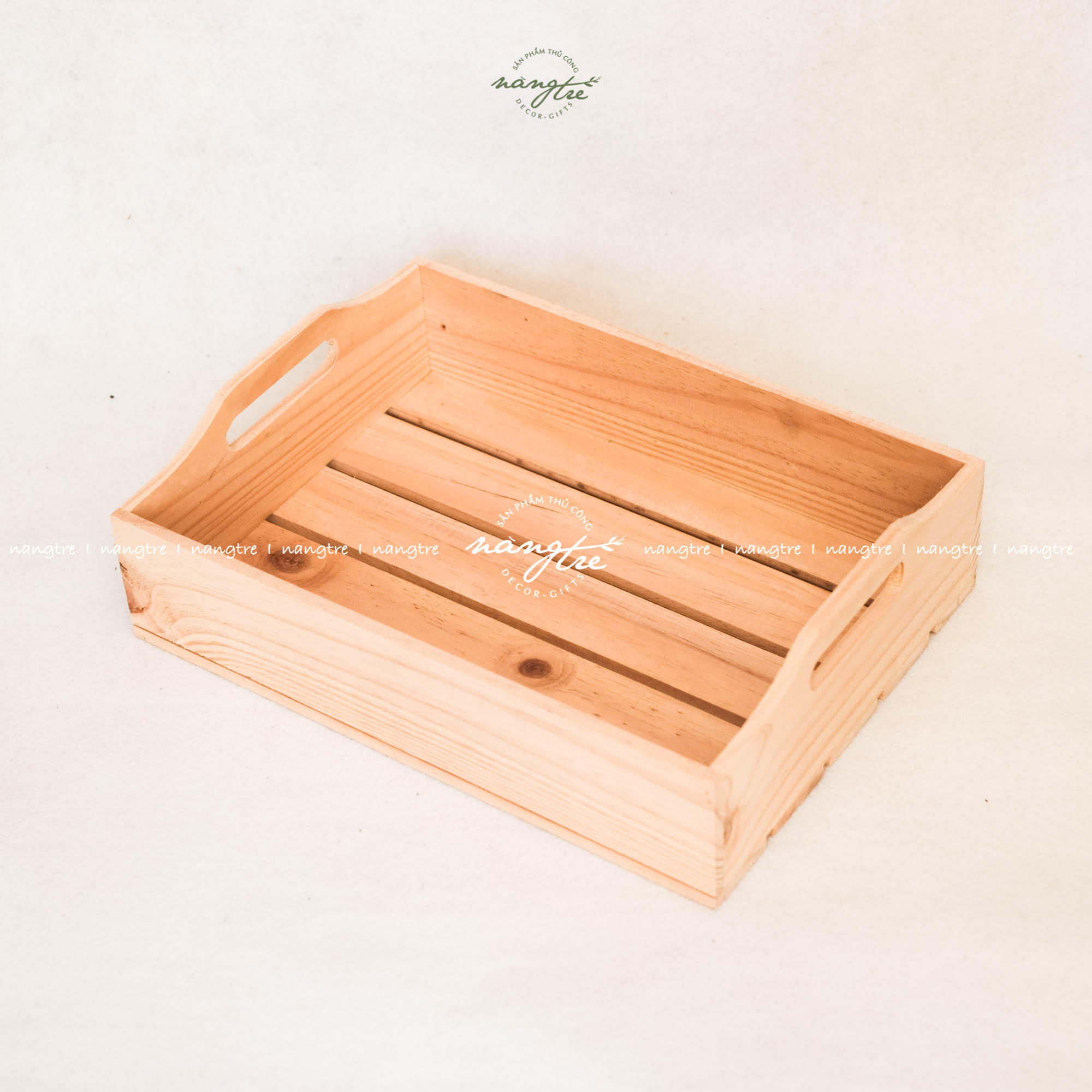 Khay gỗ đựng quà có tay cầm
