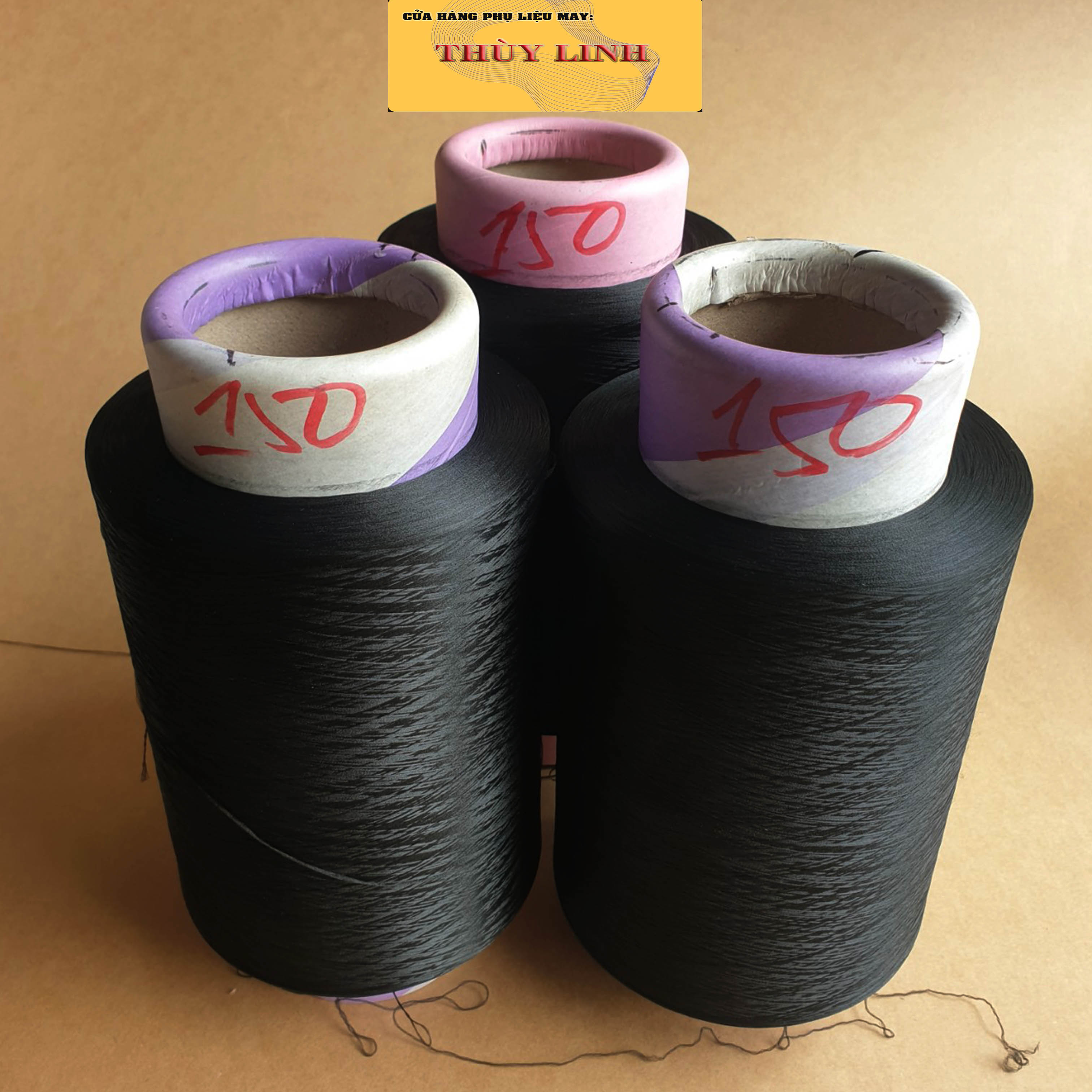 Tơ Đen vắt sổ 150 (SD150/48), 600 gram/ cuộn