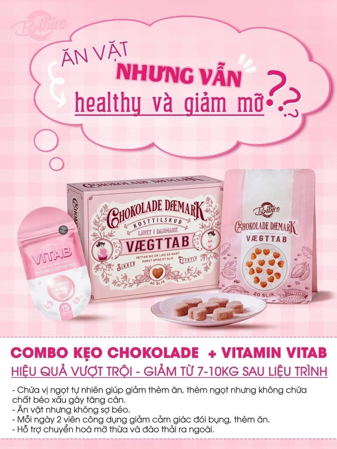 Kẹo Socola Giảm Cân Chokolade Vaegttab Đan Mạch Mẫu Mới