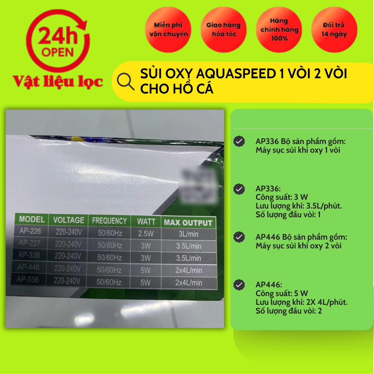 Sủi oxy aquaspeed 1 vòi 2 vòi cho hồ cá