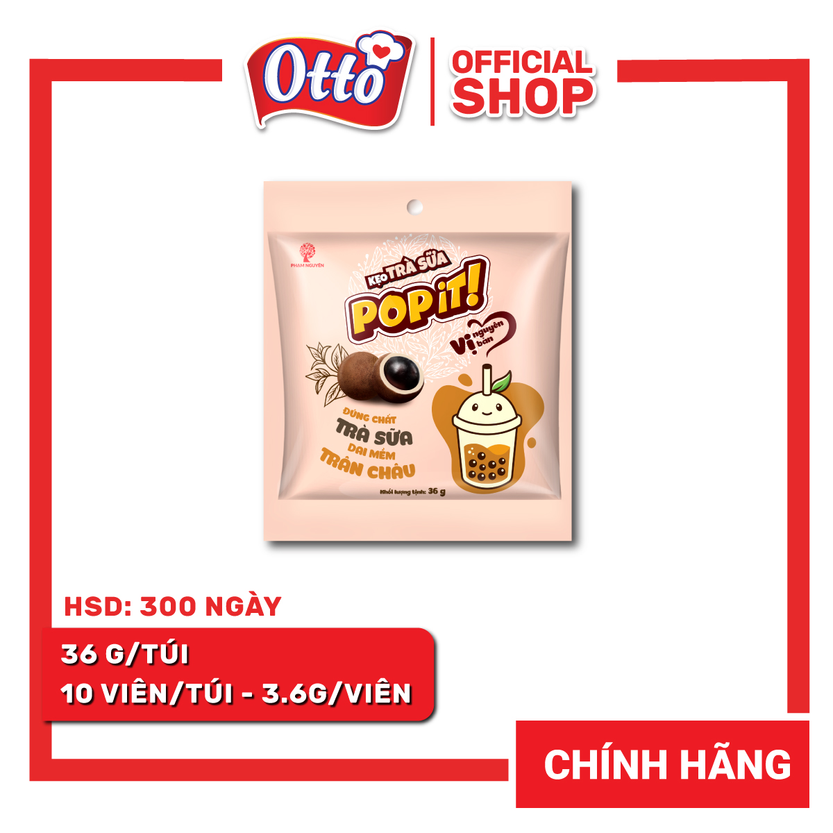 Kẹo Trà Sữa Trân Châu POPIT Túi nhỏ 36g | Đồ ăn vặt