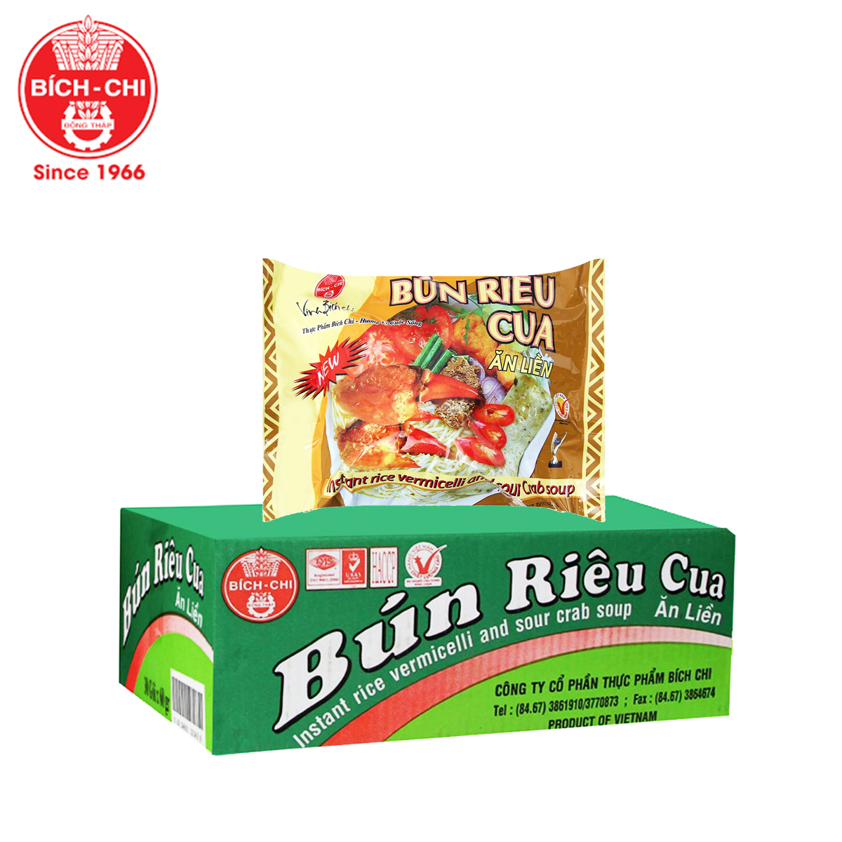 Thùng 30 gói bún riêu cua instant rice vermicelli and sour crab soup bích chi