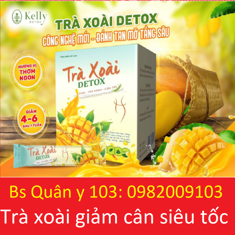 Trà xoài giảm cân kelly detox 🥭 thải mỡ - định hình eo🥭 trà giảm cân vị xoài detox trà xanh cần tây