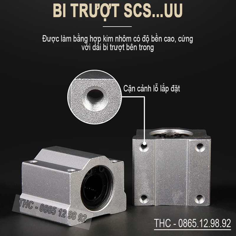 Bộ thanh ray trượt tròn phi 25mm (1 thanh SC25 dài 1,5 mét + 2 bi trượt SCS25UU + 2 gối đỡ SK25)