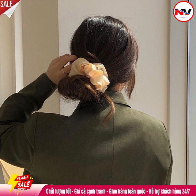 Dây Buộc Tóc Scunchies Vải Phi Bóng (Cột Tóc Scunchies) Hàn Quốc Cho Nữ