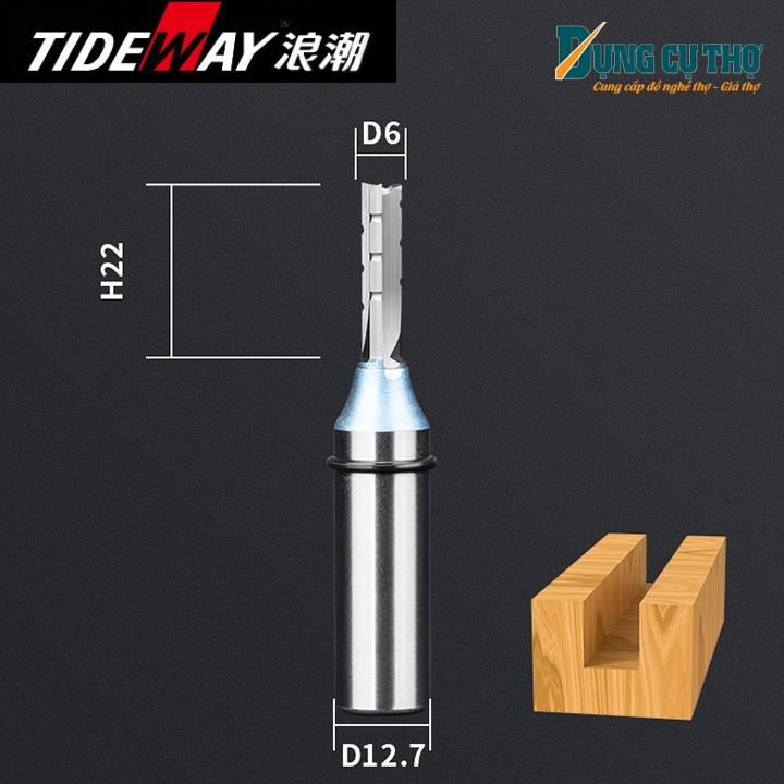 Mũi cắt ván công nghiệp CNC 3 Cánh Tideway cốt 12,7mm