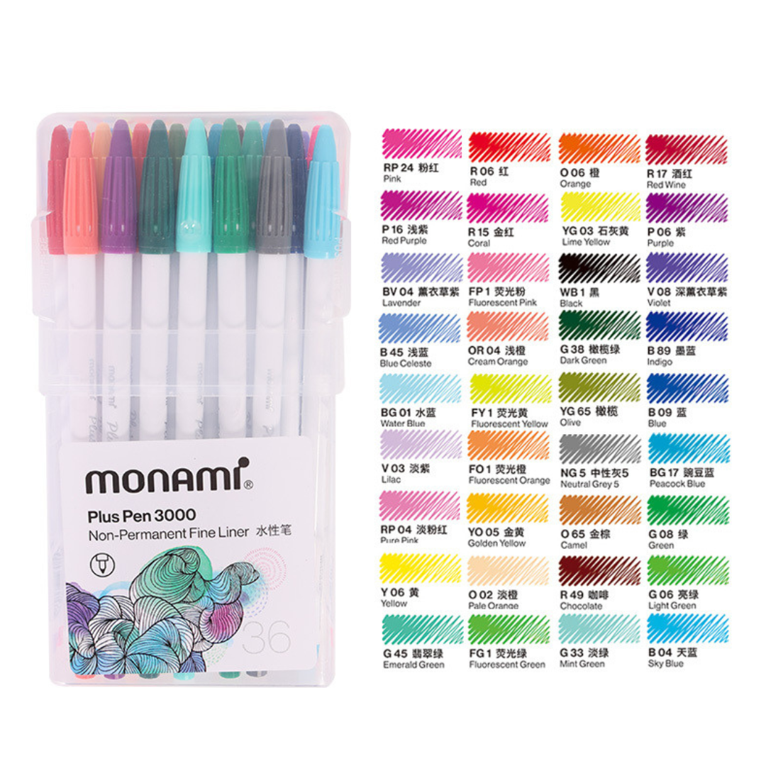 Bộ Bút Monami Plus Pen 3000 Các Loại 48 Màu Đựng Trong Hộp Nhựa