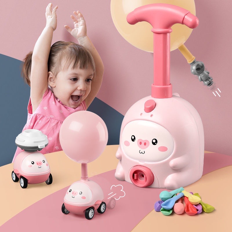 Đồ Chơi Bơm bóng bay làm Khinh Khí Cầu Phi Hành Gia - Đua xe ô tô bằng bóng bay Cute cho bé