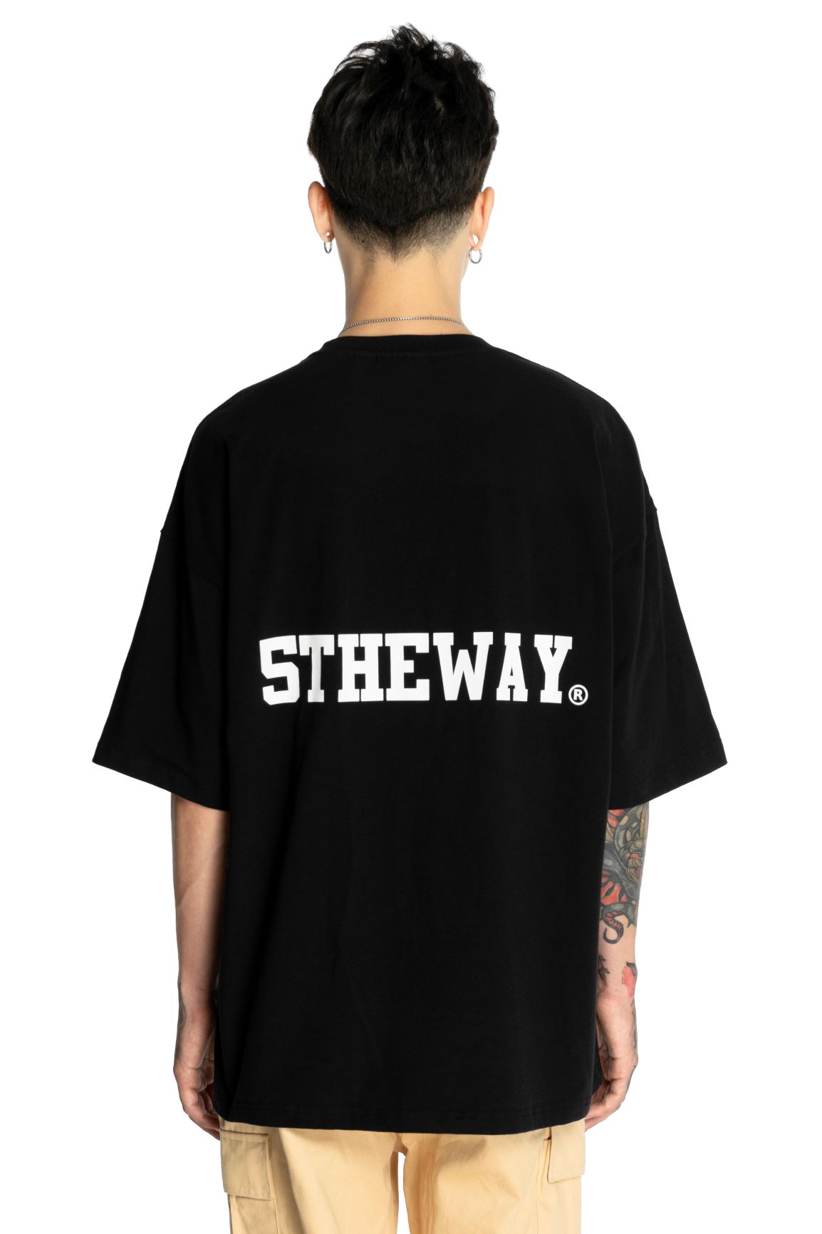 5THEWAY® /solid/ OVERSIZED TEE™ in BLACK aka Áo Thun Đen Tay Ngắn