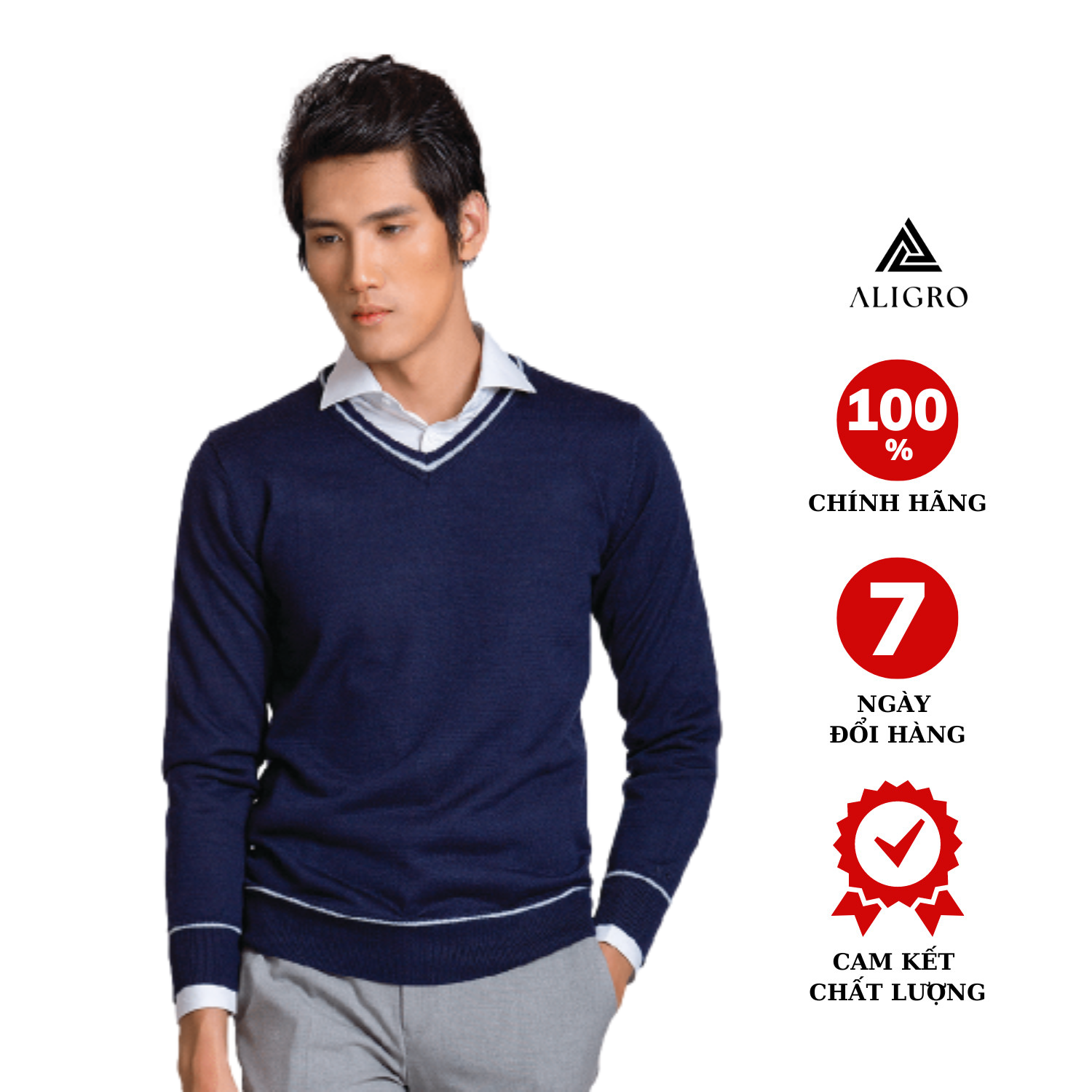 Áo len dài tay cổ tim Aligro ALEND041