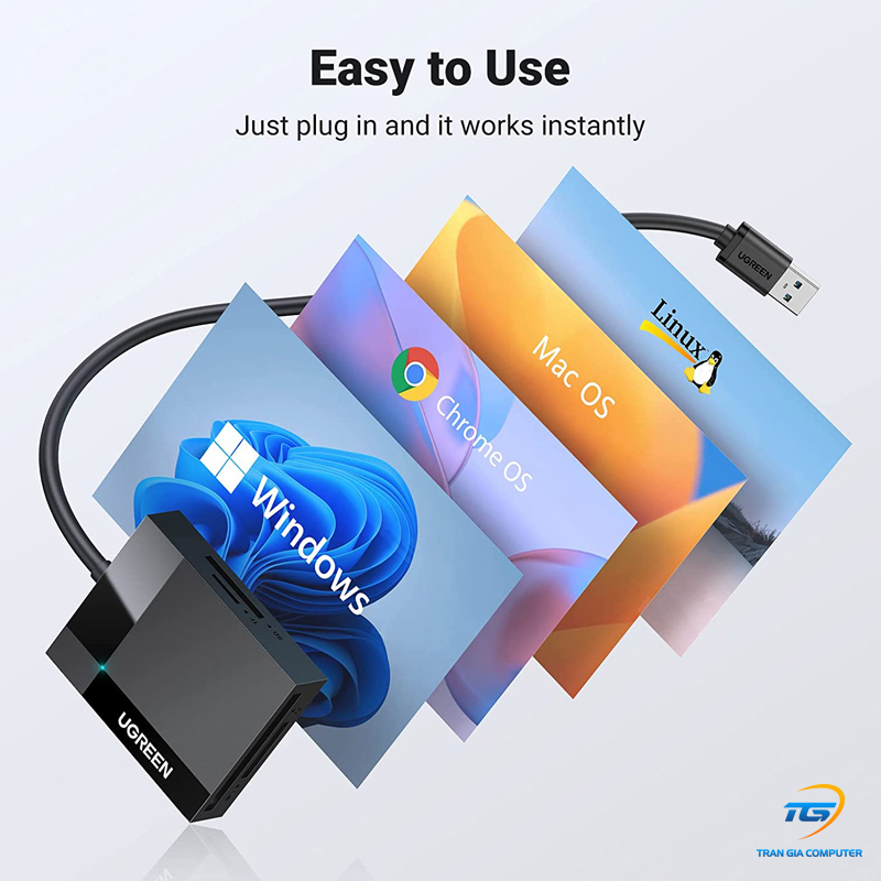 Đầu đọc thẻ USB 3.0 đa năng CF, SD, TF, MS dài 0.5M Ugreen 30333