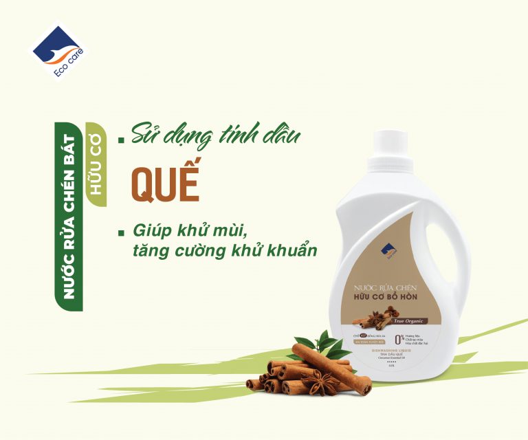 Nước rửa chén hữu cơ Ecocare Quế 2 Lít  - Chính hãng