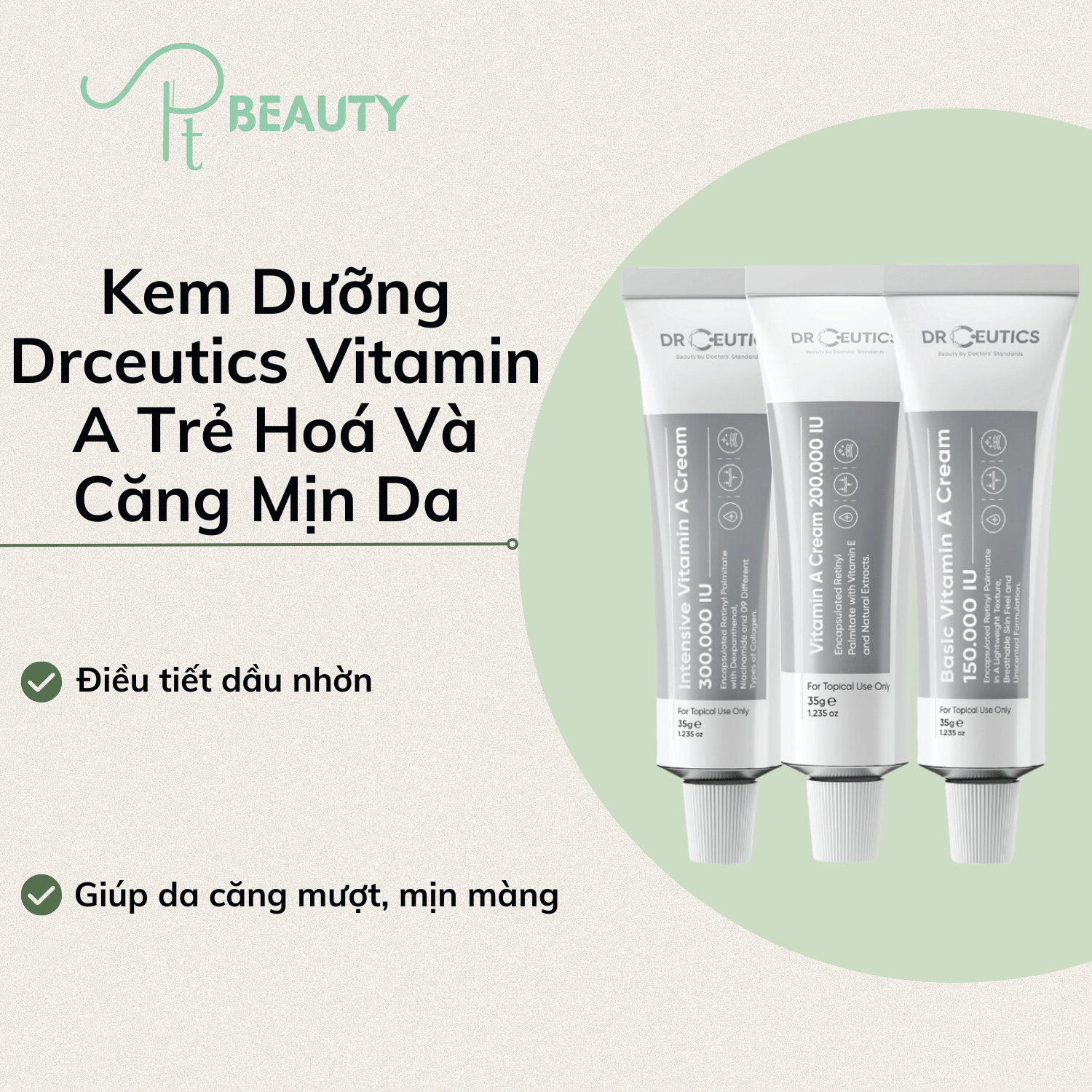 Kem dưỡng drceutics vitamin a trẻ hoá và căng mịn da, căng bóng,phục hồi chống lão hóa