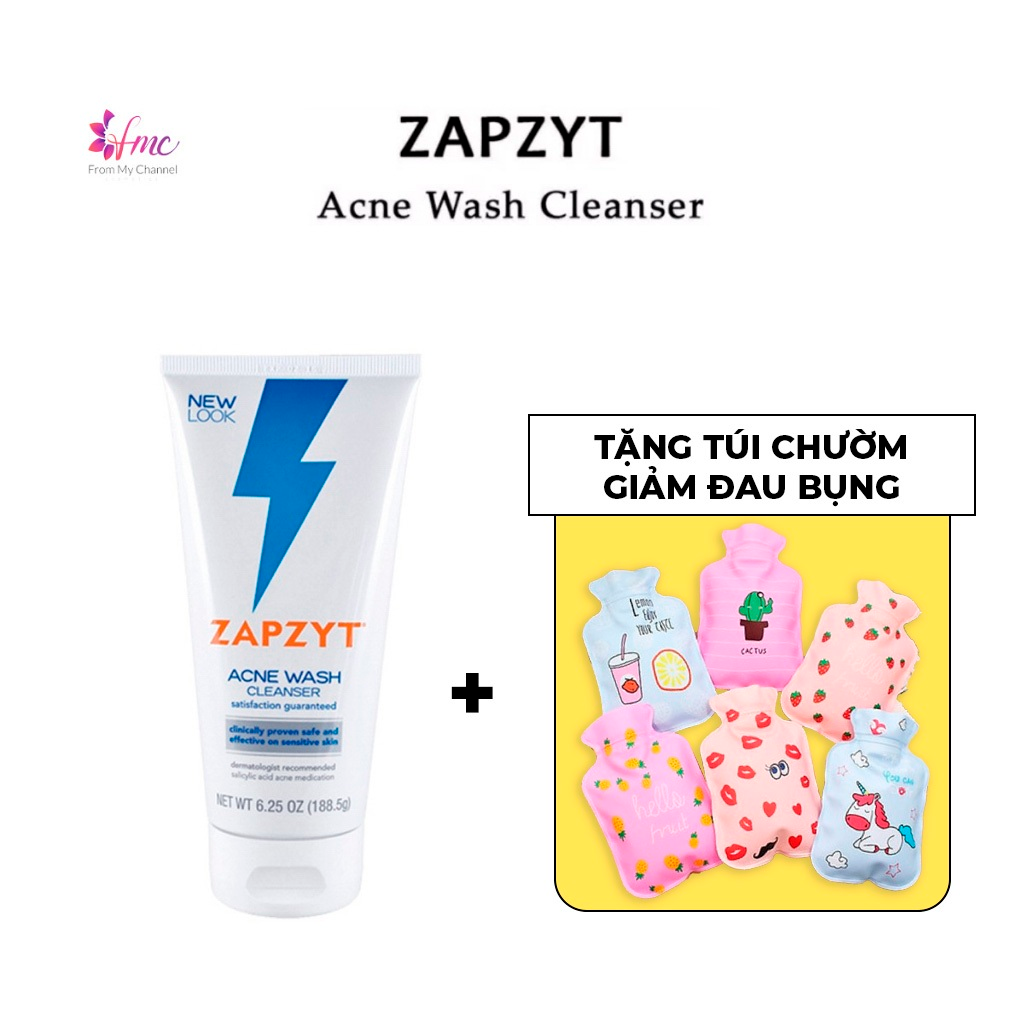 [MUA 1 TẶNG 1] Sữa rửa mặt Zapzyt Acne Wash Cleanser 2% BHA + Tặng 1 túi chườm giảm đau bụng