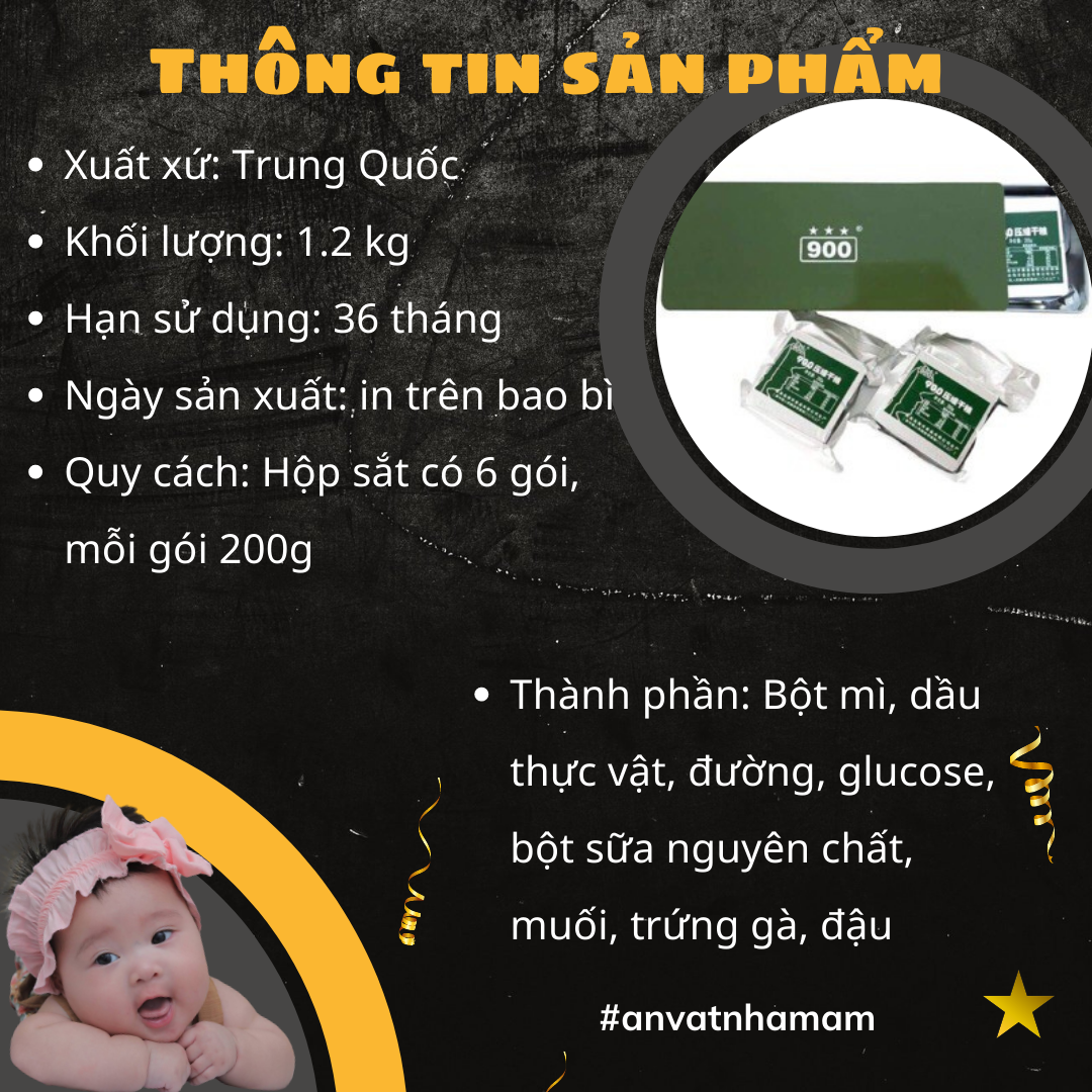 Lương Khô 900 BA SAO [Hộp sắt 1.2 kg]