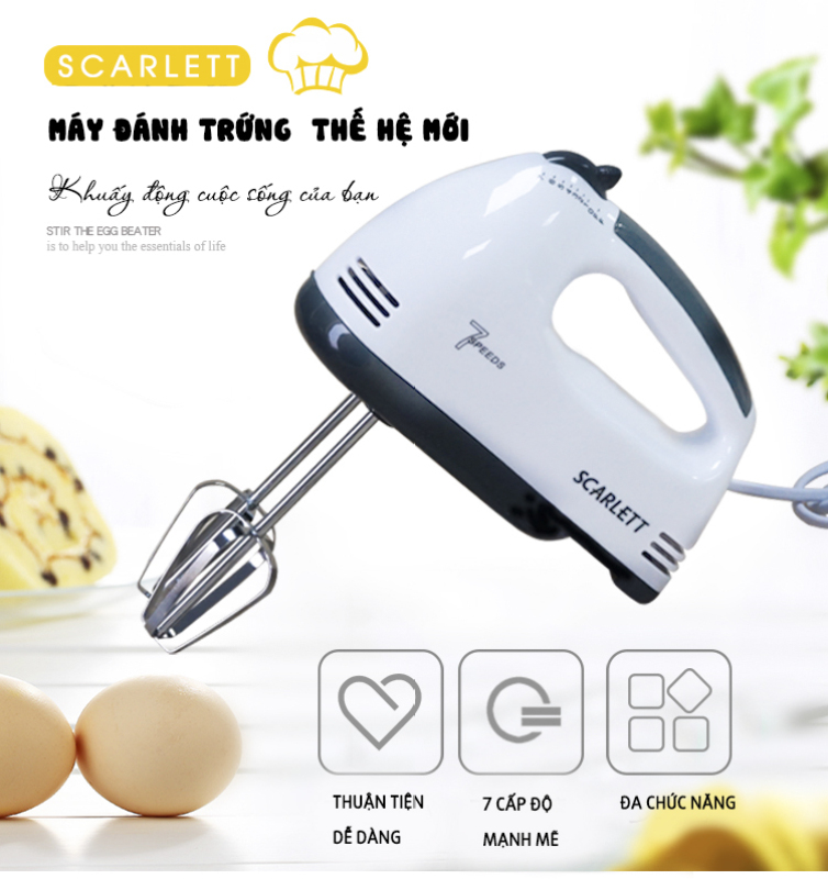Giá bán Máy trộn bột mỳ, máy đánh kem trứng cầm tay 7 tốc độ nhanh gọn, tiết kiệm thời gian