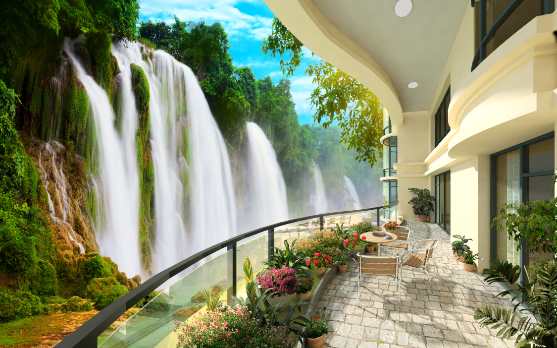 Tranh dán tường 3d cửa sổ lãng mạn nhiều kích thước