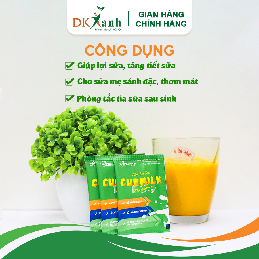 Cốm lợi sữa Curmilk - DK Pharma (hộp 20 gói)