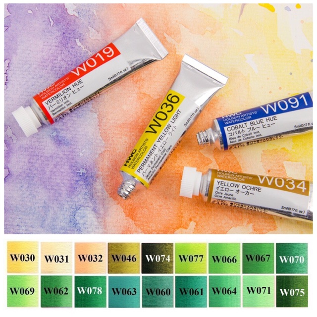 [Màu Nước Holbein] P3 Tone Vàng Xanh Tuýp 5-15Ml