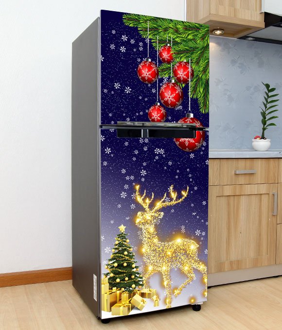Decal Cao cấp dán tủ lạnh chống thấm mẫu noel 2022