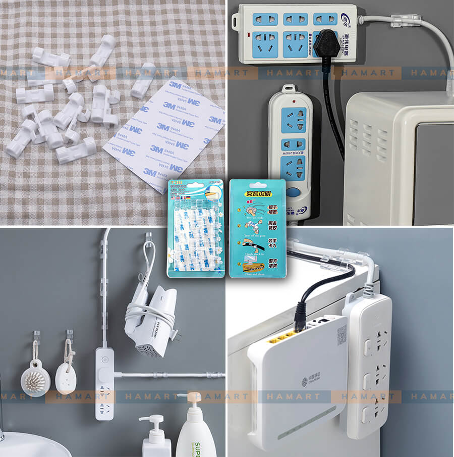 Vỉ 20 Nẹp Dây Điện LỚN Dán Tường Móc Treo Kẹp Cố Định Dây Cáp Thiết Bị Lớn TV Tủ Lạnh Ổ Cắm Điện