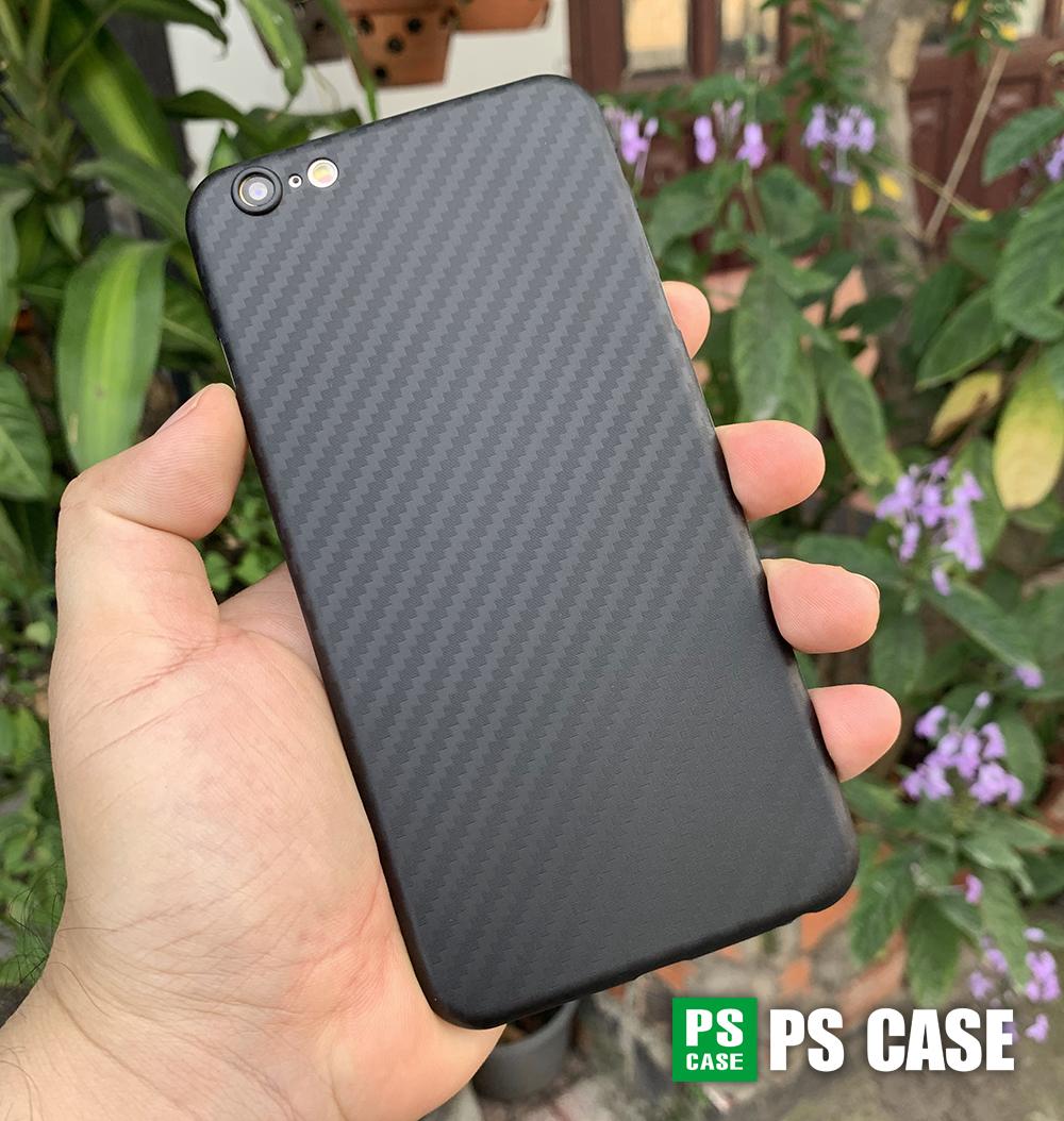 Ốp lưng siêu mỏng, vân carbon dành cho iPhone 6 Plus / iPhone 6S Plus - Màu đen - PS Case Phân Phối