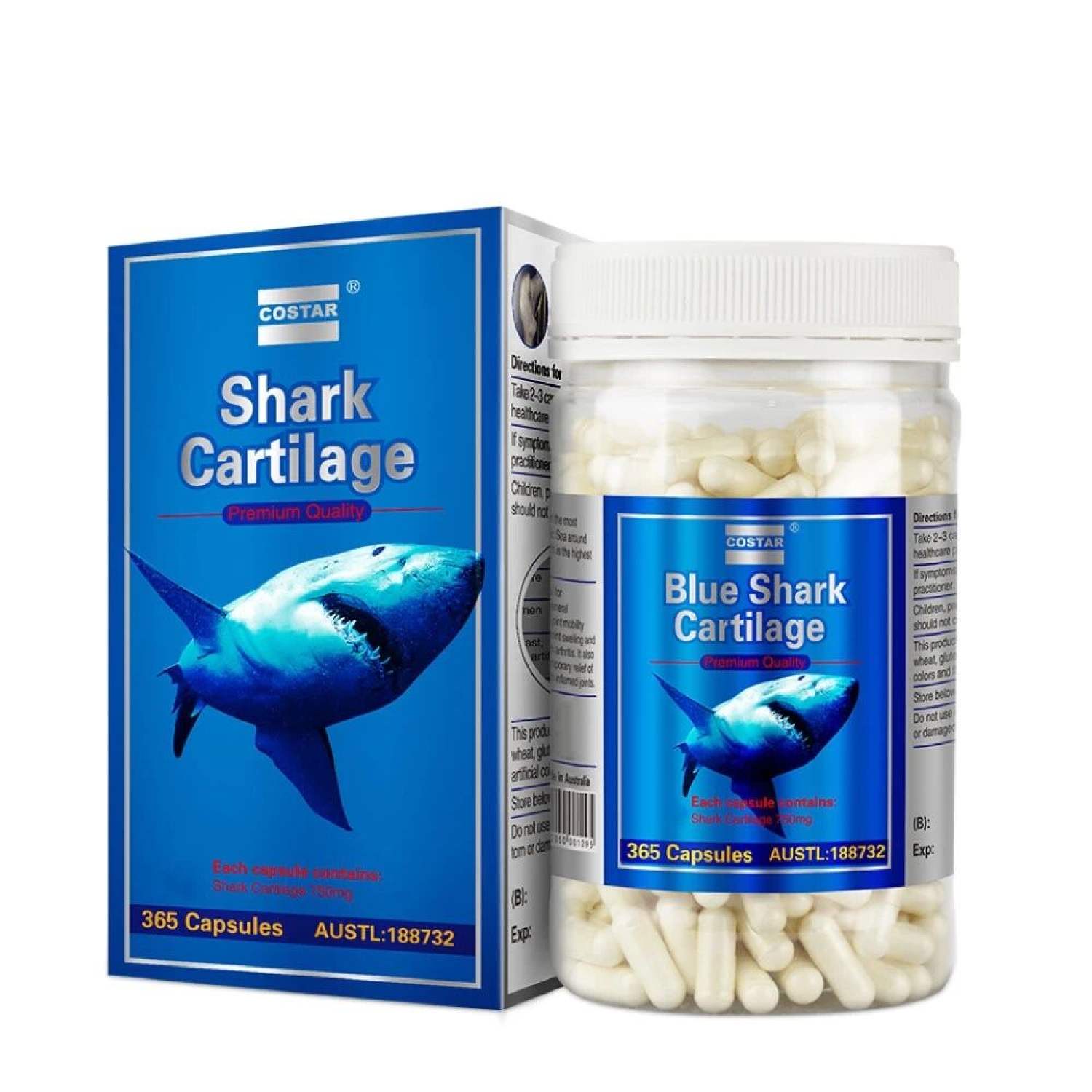 Sụn Cá Mập Costar SHARK CARTILAGE 750mg giúp HỖ TRỢ XƯƠNG KHỚP