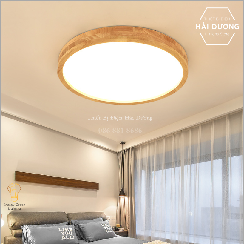 Đèn LED Ốp Trần Gỗ OT-3027 - Đường Kính 40cm - Phong Cách Hiện Đại - 3 Chế Độ Ánh Sáng - Energy Green Lighting - Bảo Hành 12 Tháng - CÓ VIDEO