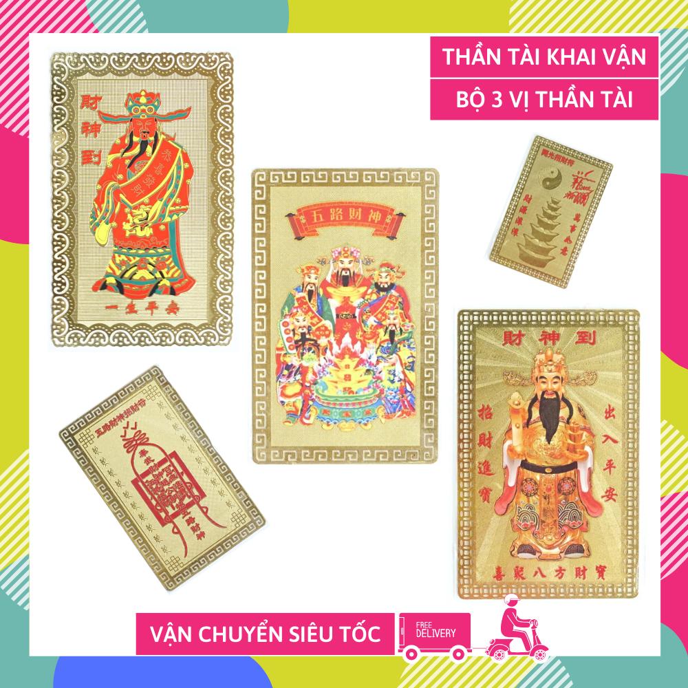 Bộ 3 Ngũ Lộ Thần Tài phù + Thần Tài đỏ + Thần Tài vàng giàu có