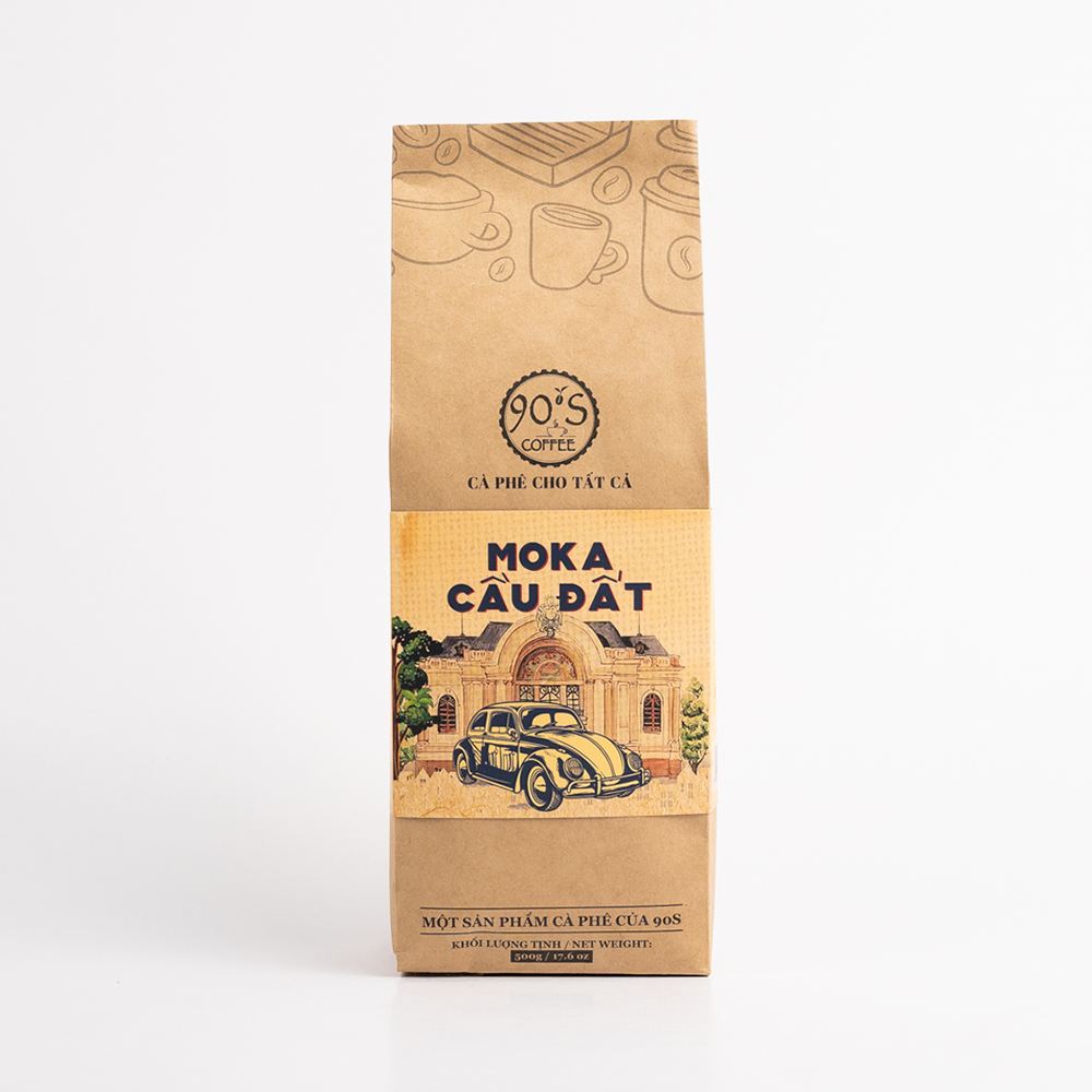 Cà phê hạt moka cầu đất nguyên chất rang mộc - 100% cà phê sạch - 90s coffee vietnam