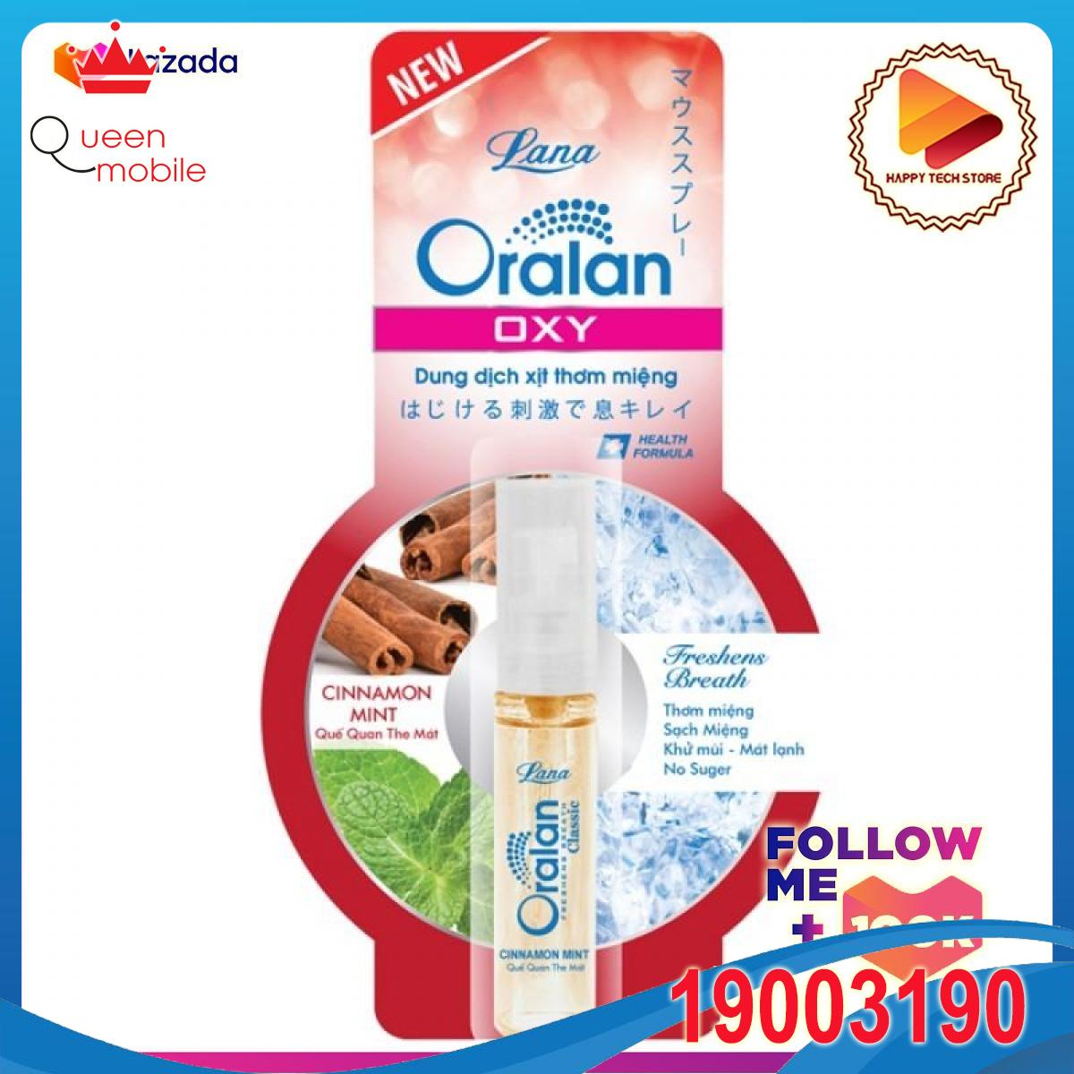 XỊT THƠM MIỆNG ORALAN OXY QUẾ QUAN THE MÁT 8ML