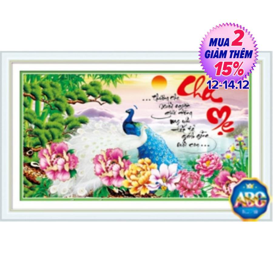 Df364-tranh đính đá cha mẹ