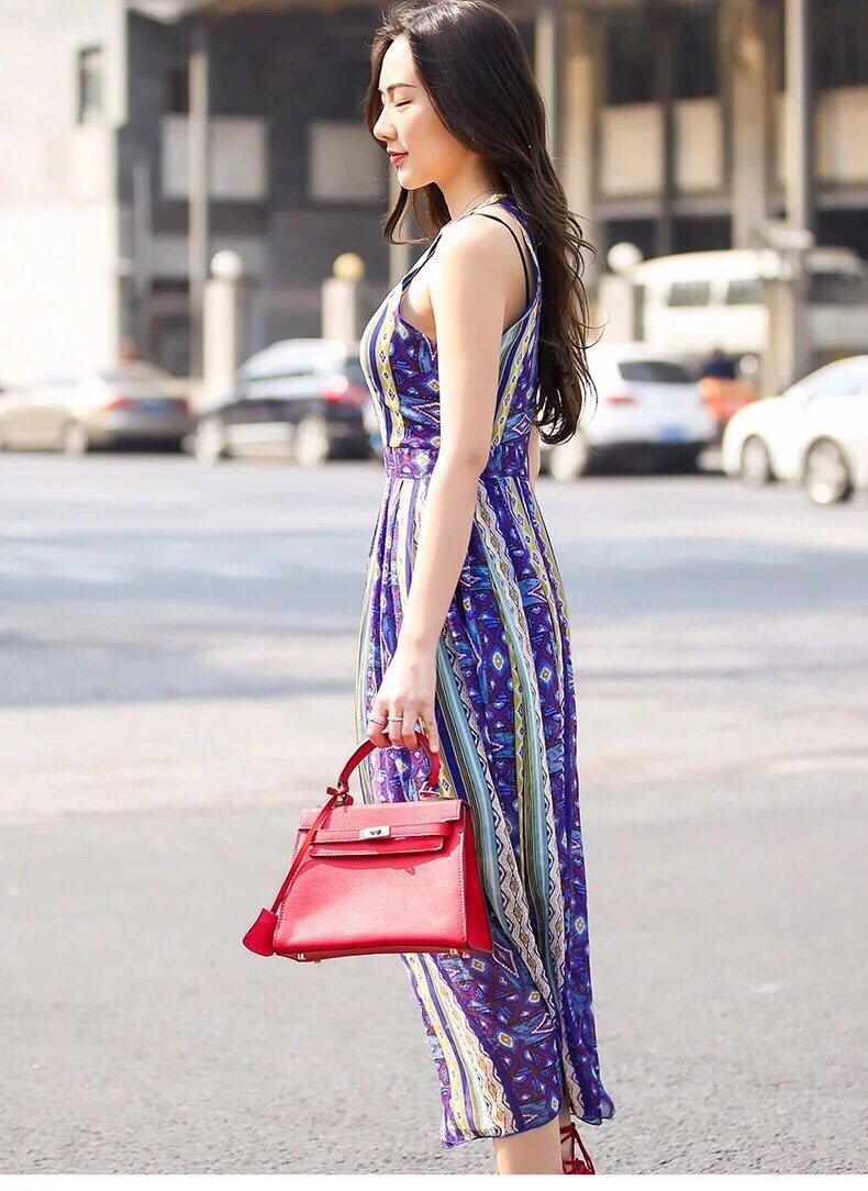 Đầm maxi sọc màu D768