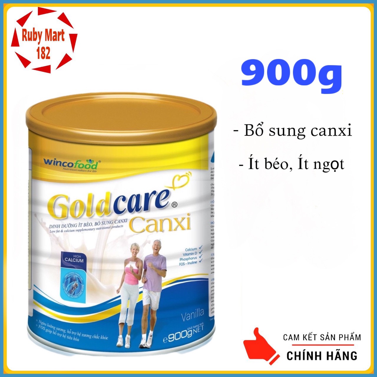Sữa bột Wincofood GoldCare Canxi hương vani lon 850g Mẫu mới