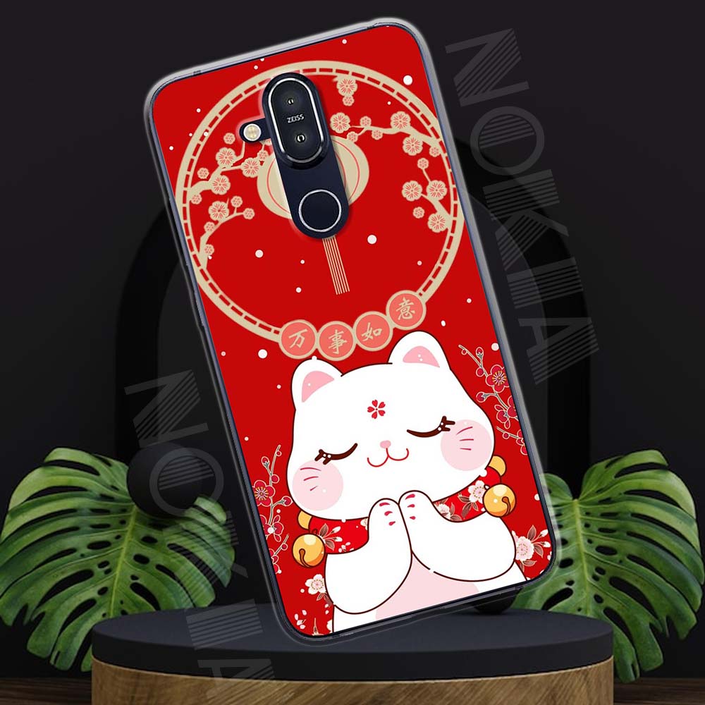 Ốp lưng Nokia 8.1 mẫu BST Mèo may mắn TPU