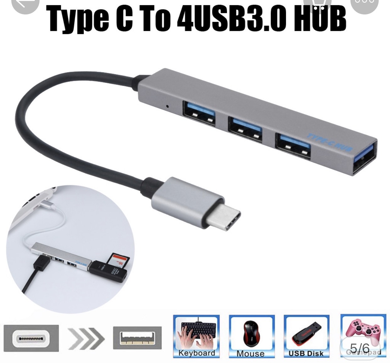 [HCM]Bộ Chia 4 Cổng Usb 3.0 TYPE C Cho Mac-Book Laptop Máy Tính Bảng