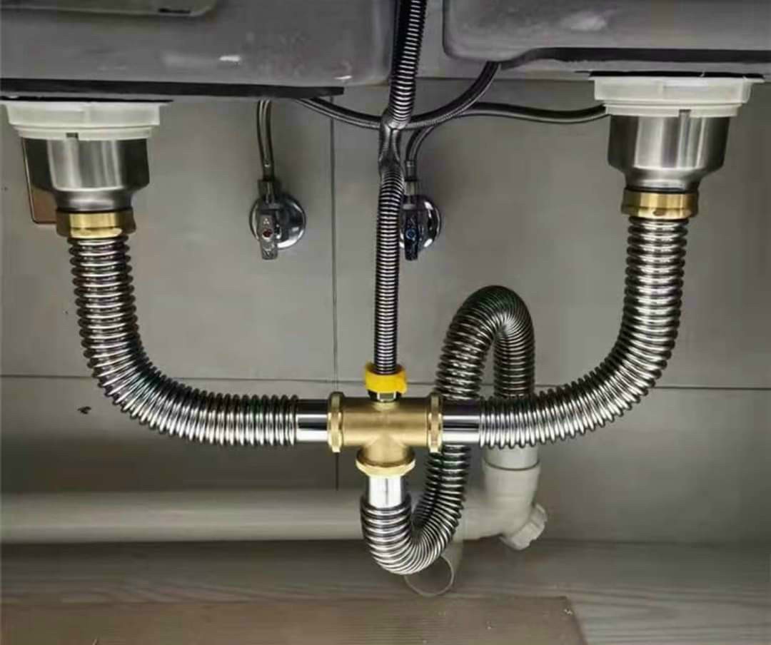 Xi phông xả chậu rửa bát đôi bằng inox