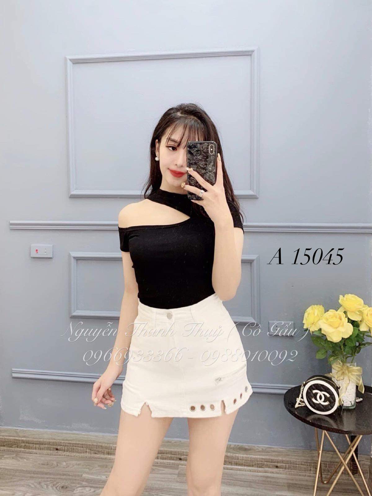 Áo Thun Lụa Tay Ngắn Khoét Một Bên Vai Phá Cách TT0014 (TTS229)