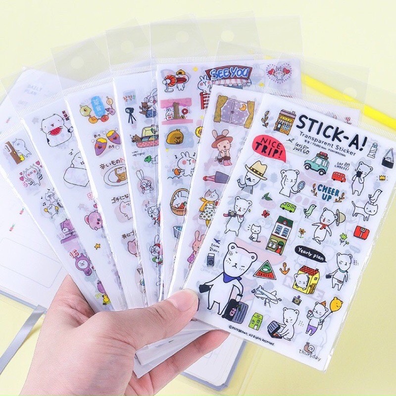 Combo 6 tấm Sticker Hoạt Hình nhiều mẫu