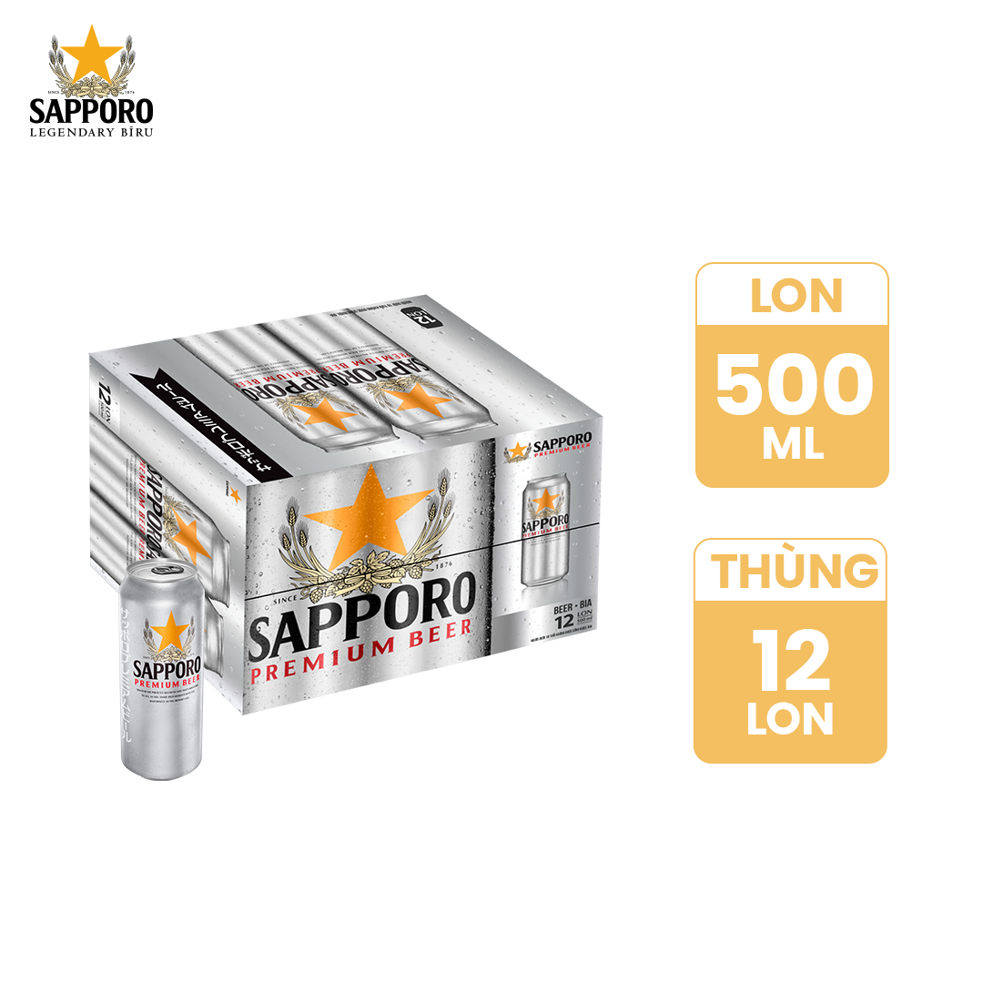 Combo 02 thùng Sapporo Premium 12 lon - 500ml