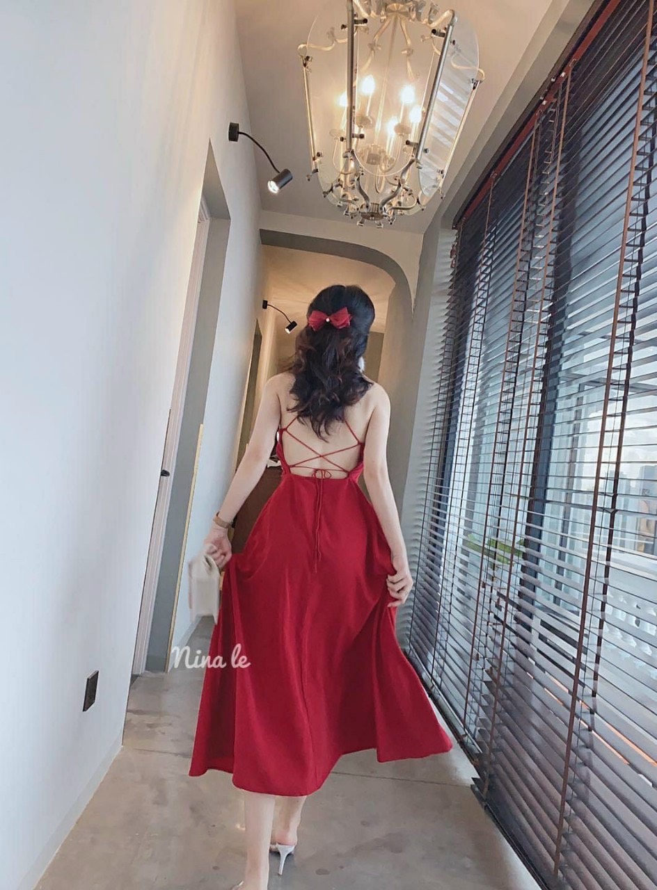 Đầm lụa đan dây lưng hàng thiết kế xinh lung linh ld22